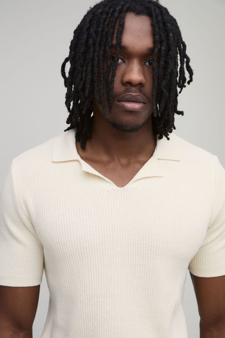 Tall Regular Fit Cotton Blend Ribbed Knitted Polo - Image 3