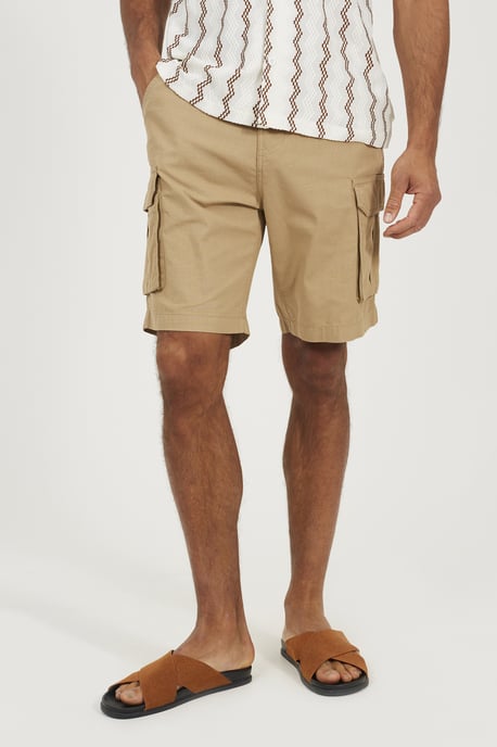 Stone Cotton Cargo Shorts - Image 1