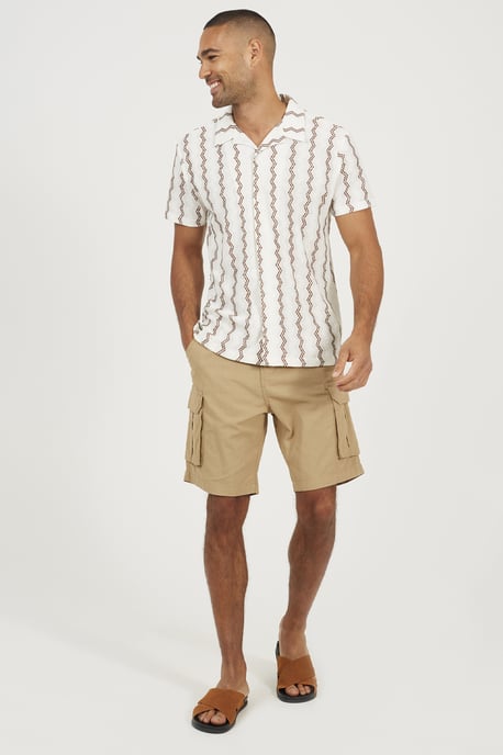 Stone Cotton Cargo Shorts - Image 3