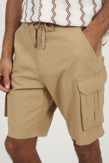 Stone Cotton Cargo Shorts - Image 4