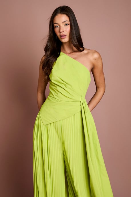 One Shoulder Drape Detail Wide Leg Jumpsuit - Image 2