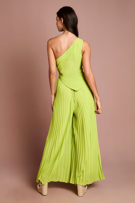 One Shoulder Drape Detail Wide Leg Jumpsuit - Image 3