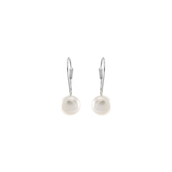 Luxenter Sterling Silver 925 örhängen med rodiumpläterad vit pärla - Essential - Image 1