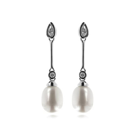 Luxenter 925 Sterling zilveren oorbellen met gerhodineerde witte parel - Racoon - Image 1