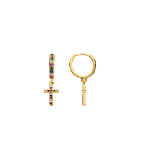 Luxenterörhängen med flerfärgade zirkoner 18k guldfinish - Zemu - Image 1