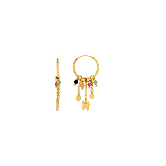 Luxenter Sterling Zilver 925 oorbellen met Multicolour Kristal afgewerkt in 18K geelgoud - Vlinder - Image 1