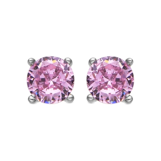 Luxenter Sterling Silver 925 örhängen med rosa zirkonia i rodiumfinish - Iona - Image 1