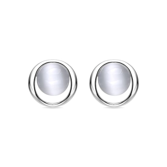 Luxenter 925 Sterling Silver Kattöga Rhodiumpläterade Örhängen - Jesoa - Image 1