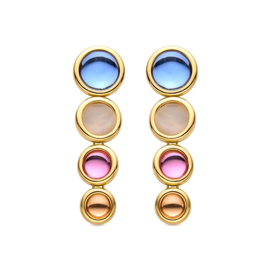 Luxenter Multicolour Kristallen Oorbellen afgewerkt in 18K geel goud - Longki - Image 1