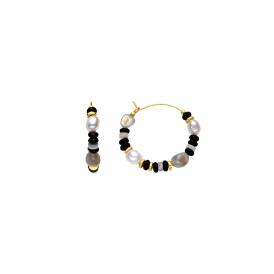 Örhängen i Luxenter Sterling Silver 925 och Onyx 18k guldfinish - Nanys - Image 1