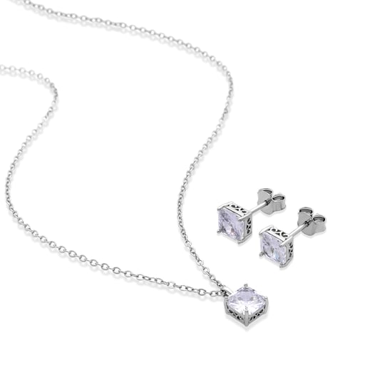 Luxenters 925 Sterling Silver Set with Rhodium Plated Brilliant Zirconia - Jacue - Image 1