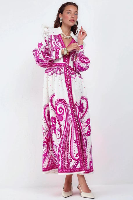 V-hals Paisley Maxi-jurk met Split - Image 1