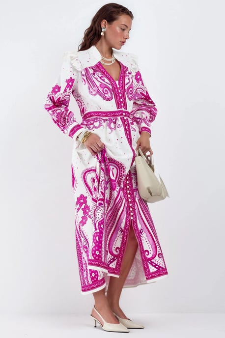 V-hals Paisley Maxi-jurk met Split - Image 3
