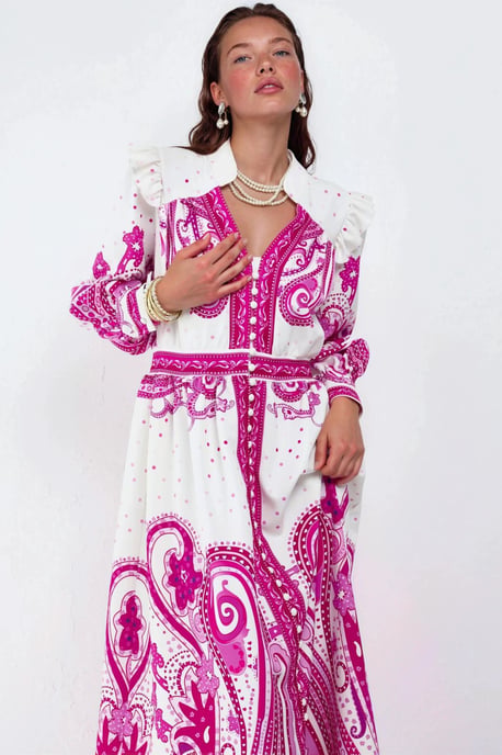 V-hals Paisley Maxi-jurk met Split - Image 4