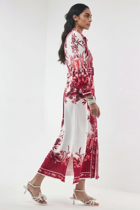 Bloemige Maxi Shirtjurk met Ceintuur - Image 2