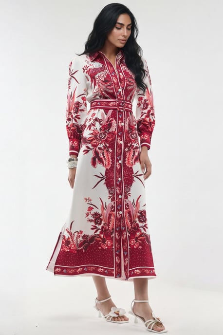 Bloemige Maxi Shirtjurk met Ceintuur - Image 5