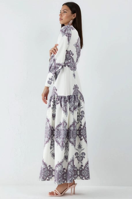 Paisley-print maxi-jurk met riem en overhemdkraag - Image 2
