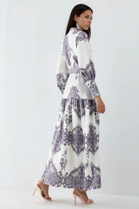 Paisley-print maxi-jurk met riem en overhemdkraag - Image 4