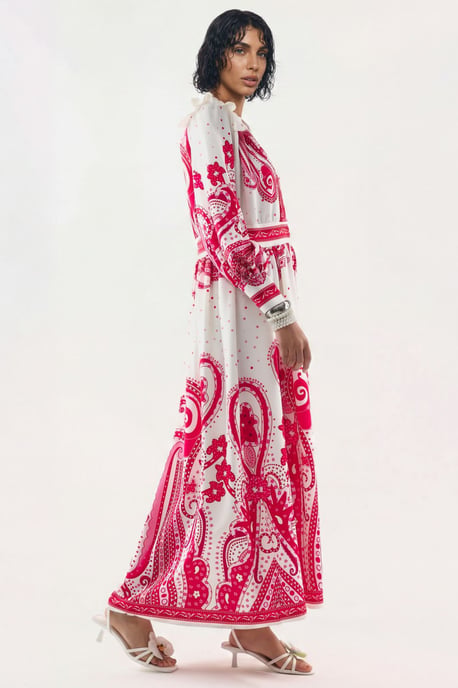 V-hals Paisley Maxi Jurk met Split - Image 2
