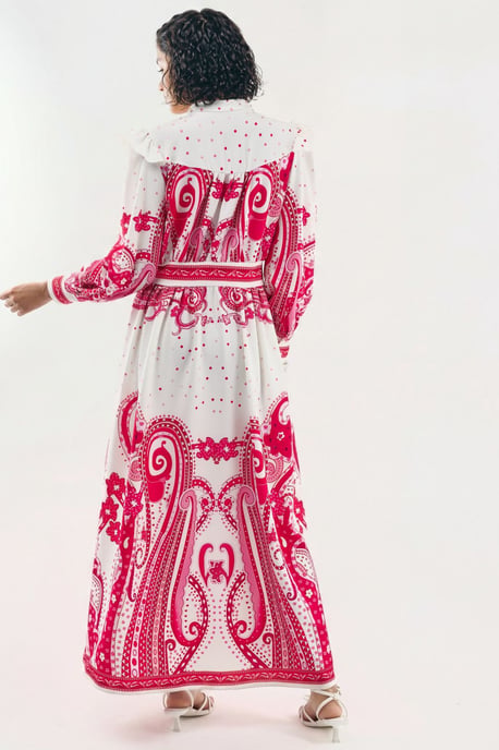 V-hals Paisley Maxi Jurk met Split - Image 3