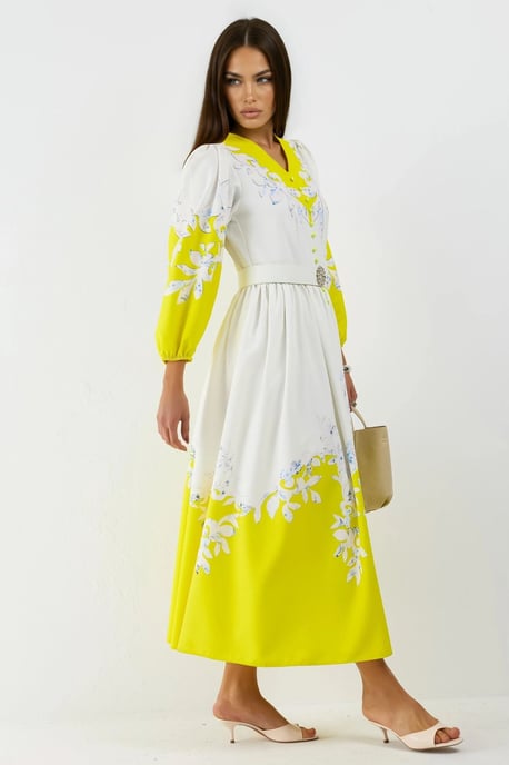 Bloemen Maxi Jurk met V-hals en Knoopdetails - Image 4