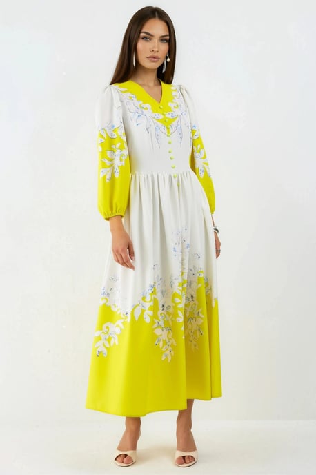 Bloemen Maxi Jurk met V-hals en Knoopdetails - Image 5