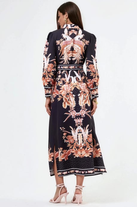 Bloemrijke Maxi Shirtjurk met Ceintuursluiting - Image 3