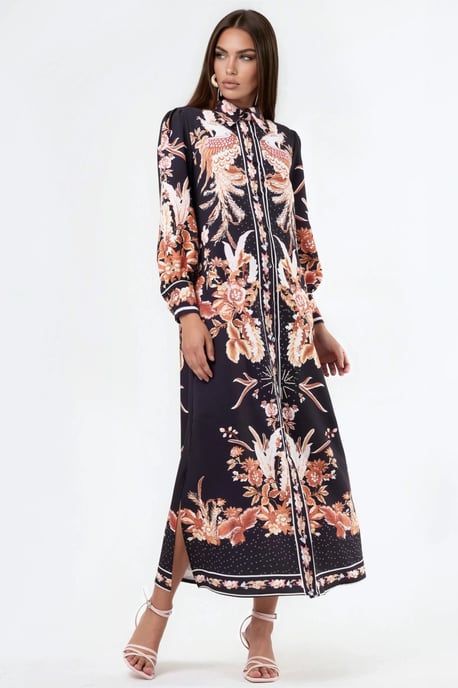 Bloemrijke Maxi Shirtjurk met Ceintuursluiting - Image 5