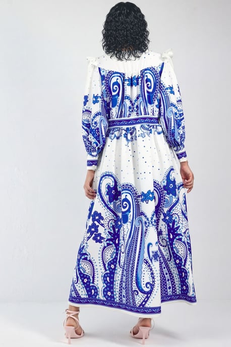 V-hals Paisley Maxi-jurk met Split - Image 2