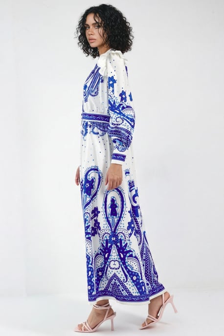 V-hals Paisley Maxi-jurk met Split - Image 3