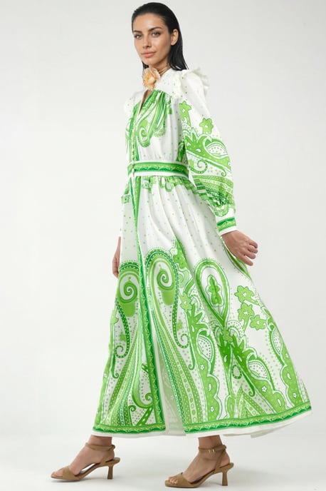 V-hals Paisley Maxi-jurk met Split - Image 1