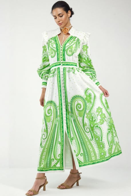 V-hals Paisley Maxi-jurk met Split - Image 2