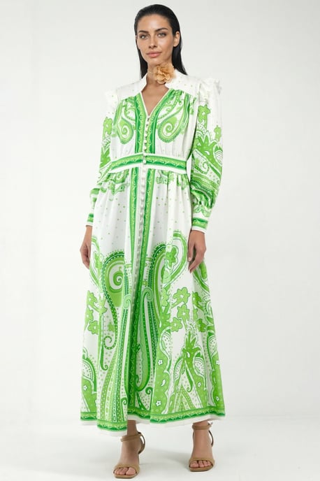 V-hals Paisley Maxi-jurk met Split - Image 5