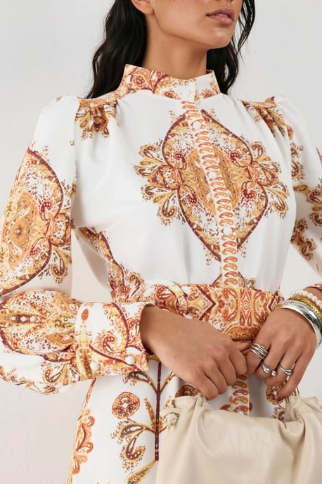 Gestrikte Paisley Print Maxi Overhemdjurk - Image 6