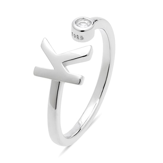 Luxenter 925 Sterling zilveren ring met gerhodineerde briljant zirkonia - Alfabet - Image 1