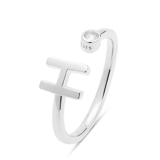 Luxenter 925 Sterling Silver Ring with Rhodium Plated Brilliant Zirconia - Alphabet - Image 1