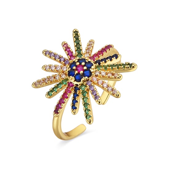 Luxenter ring met multicolor zirkonia 18k goud - Daob - Image 1