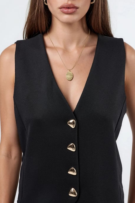 Effen V-hals Geknoopte Vest - Image 6