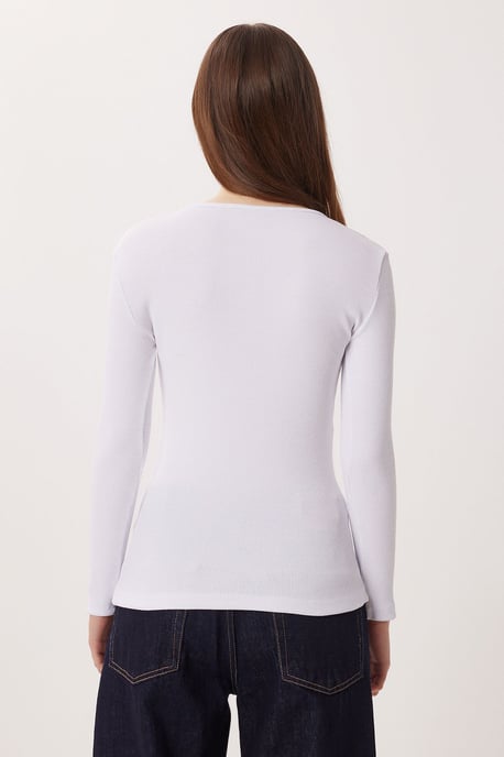 Slim Fit U-Hals Långärmad Blus - Image 5