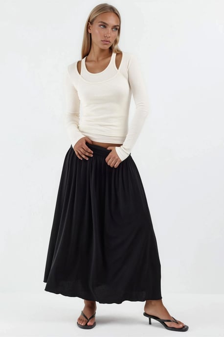Ribbed U Collar Long Sleeve Blouse - Image 5