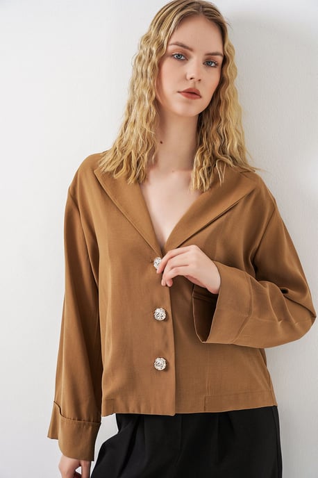 Oversized Blazerjacka med knäppning - Image 3