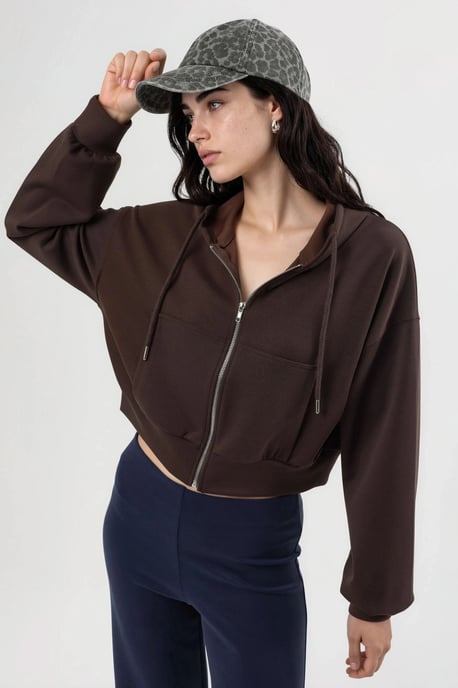 Hooded Zippered Short Jacket - Image 1