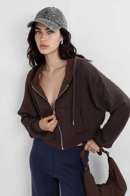 Hooded Zippered Short Jacket - Image 3
