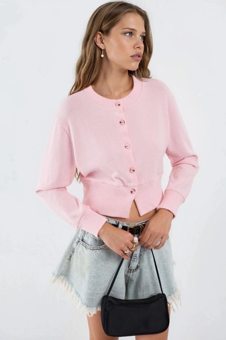 Casual Crew Neck Gebuttonde Crop Jasje - Image 2