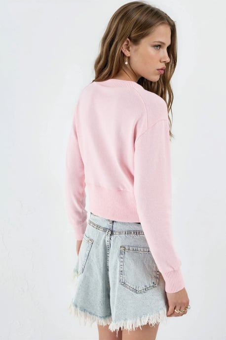 Casual Crew Neck Gebuttonde Crop Jasje - Image 3