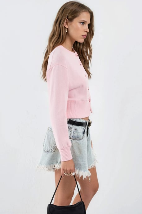 Casual Crew Neck Gebuttonde Crop Jasje - Image 5