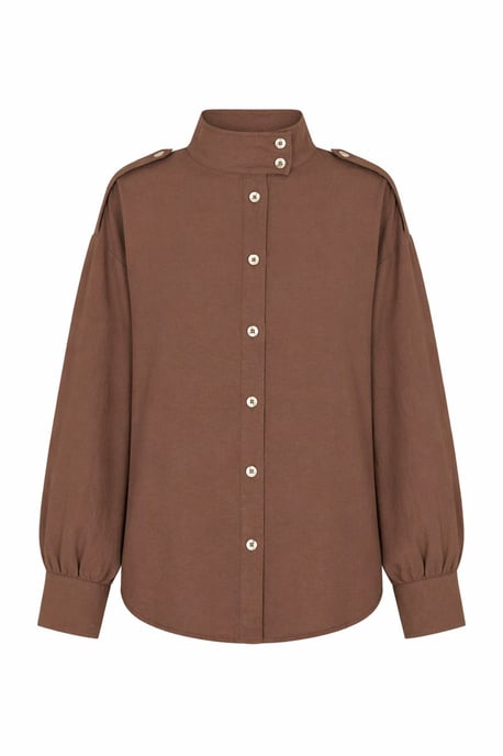 Mandarin Collar Button-Up Casual Shirt - Image 1