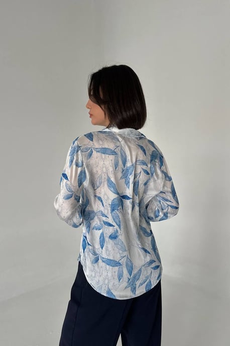 Blommönstrad sidentopp med knappar - Image 3