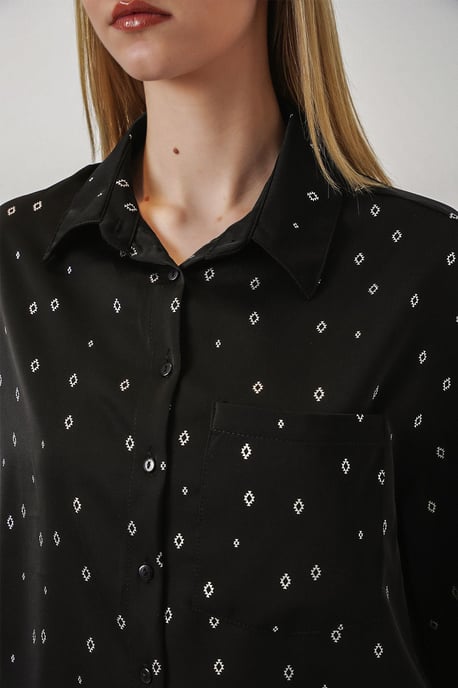 Oversized Long Sleeve Printed Shirt with Pocket - Image 5
