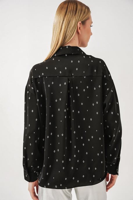 Oversized Long Sleeve Printed Shirt with Pocket - Image 6